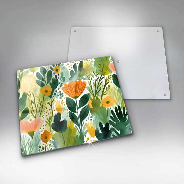 Induction hob cover Painted flowers