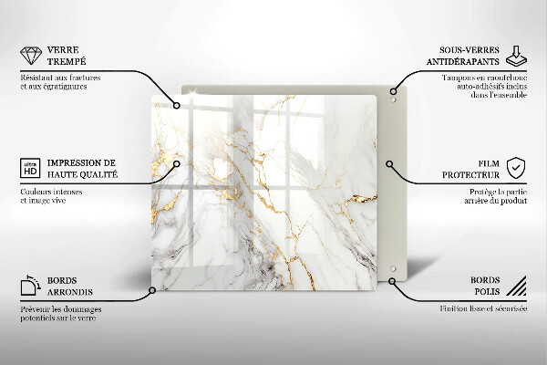 Kitchen worktop saver Light marble with gold