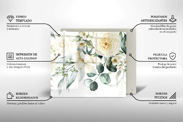 Kitchen worktop saver Watercolor flowers