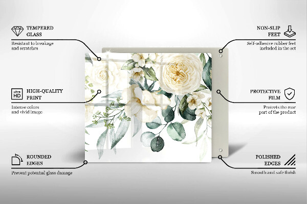 Kitchen worktop saver Watercolor flowers