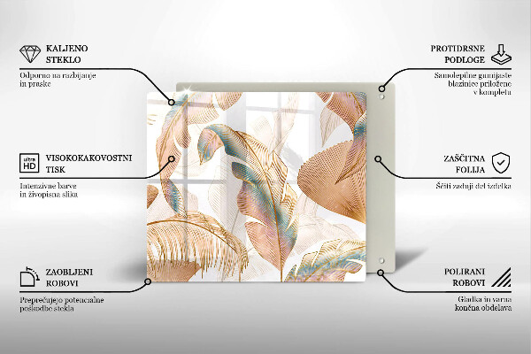 Kitchen worktop saver Boho feathers and leaves