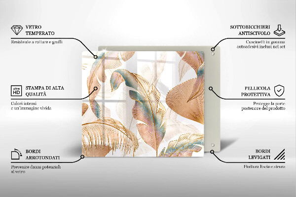 Kitchen worktop saver Boho feathers and leaves