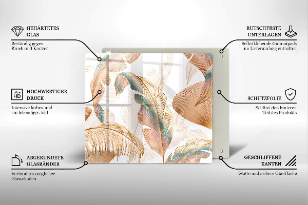 Kitchen worktop saver Boho feathers and leaves