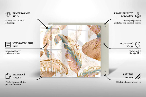 Kitchen worktop saver Boho feathers and leaves