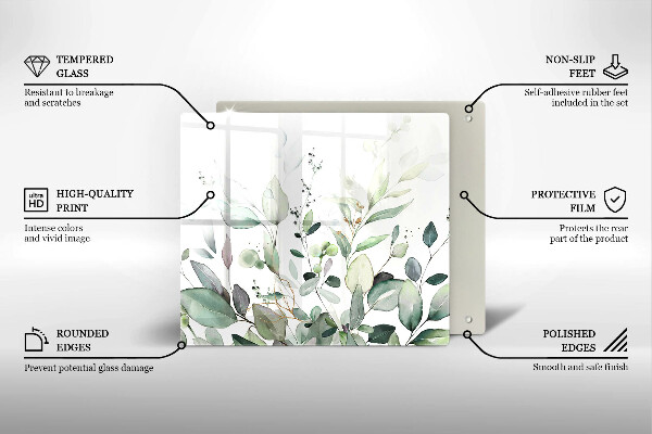 Induction hob cover Watercolor plants