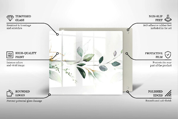 Induction hob cover Watercolor leaves