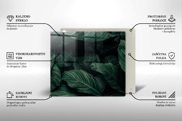 Induction hob cover Dark leaves