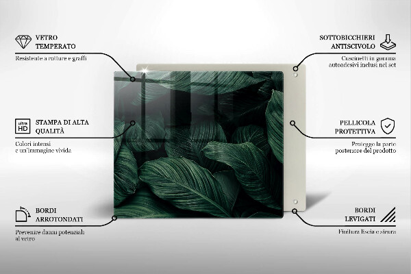 Induction hob cover Dark leaves