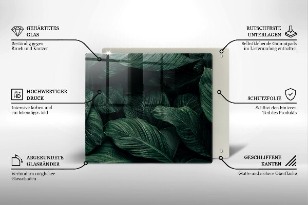 Induction hob cover Dark leaves