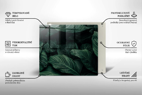 Induction hob cover Dark leaves