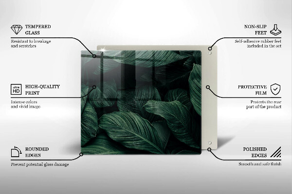 Induction hob cover Dark leaves