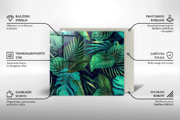 Induction hob cover Illustration of the jungle leaves