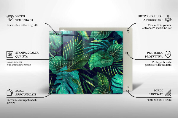 Induction hob cover Illustration of the jungle leaves