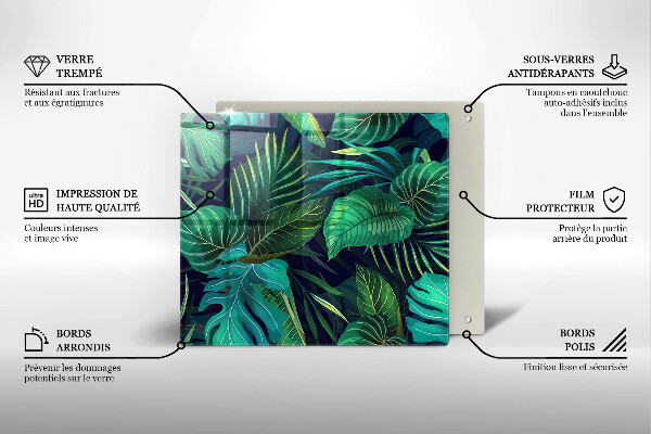 Induction hob cover Illustration of the jungle leaves