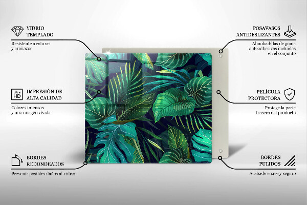 Induction hob cover Illustration of the jungle leaves