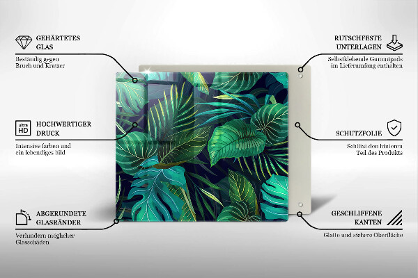 Induction hob cover Illustration of the jungle leaves