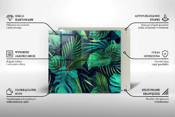 Induction hob cover Illustration of the jungle leaves