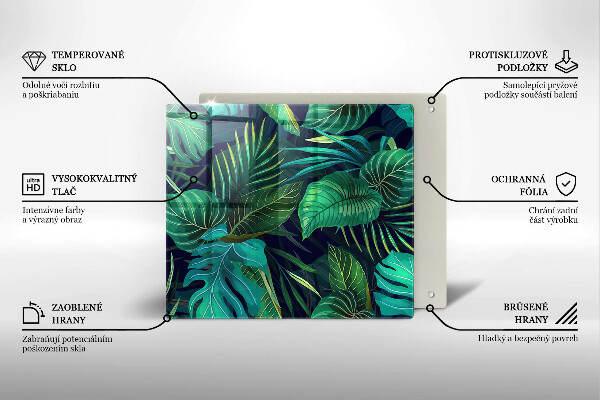 Induction hob cover Illustration of the jungle leaves