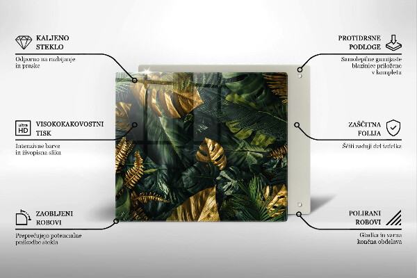 Kitchen worktop saver Monstera golden leaves