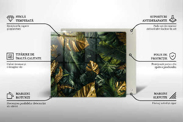 Kitchen worktop saver Monstera golden leaves