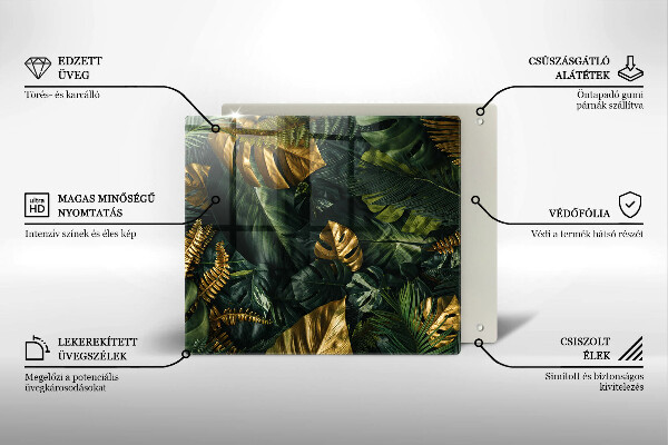 Kitchen worktop saver Monstera golden leaves