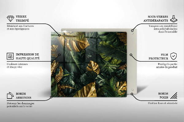 Kitchen worktop saver Monstera golden leaves