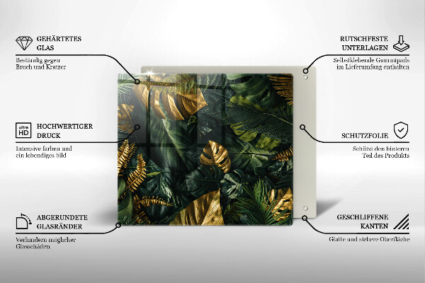 Kitchen worktop saver Monstera golden leaves