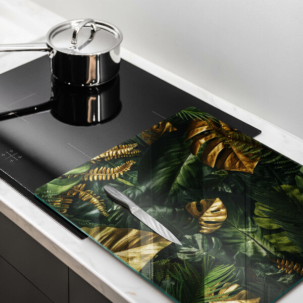 Kitchen worktop saver Monstera golden leaves