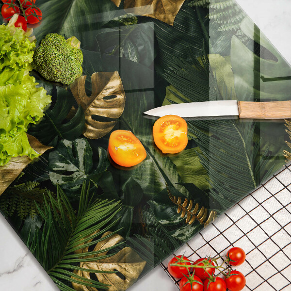 Kitchen worktop saver Monstera golden leaves