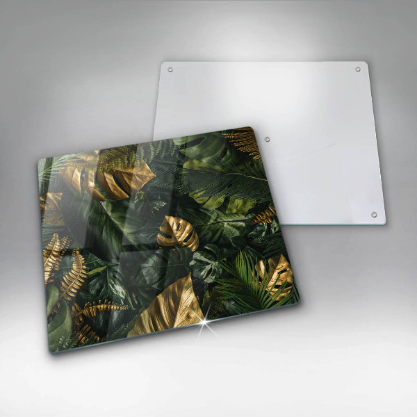 Kitchen worktop saver Monstera golden leaves