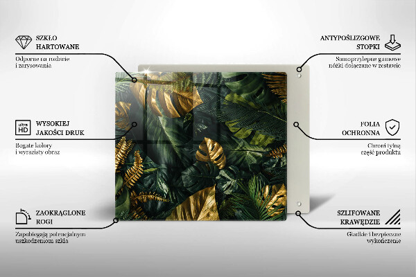 Kitchen worktop saver Monstera golden leaves