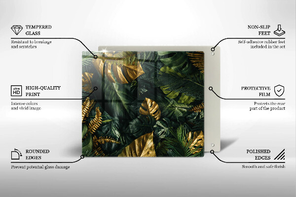 Kitchen worktop saver Monstera golden leaves