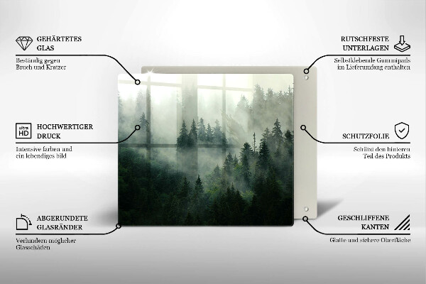 Worktop heat protector Landscape of a hazy forest