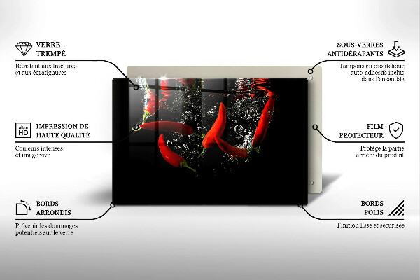 Induction hob protector Chili peppers in water
