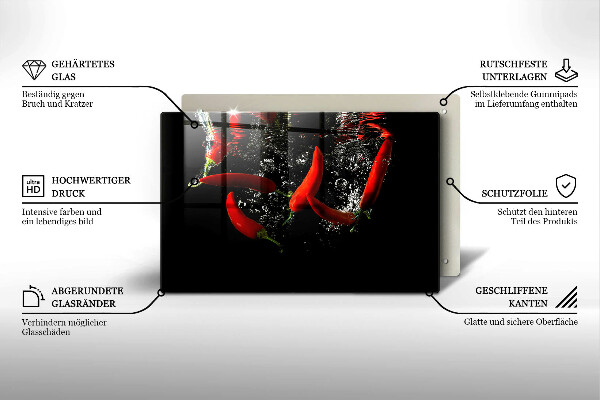 Induction hob protector Chili peppers in water