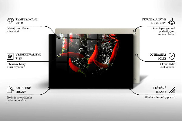 Induction hob protector Chili peppers in water