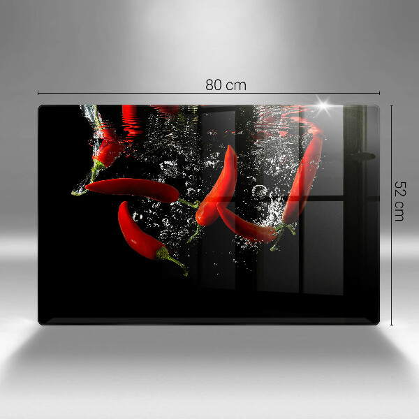 Induction hob protector Chili peppers in water