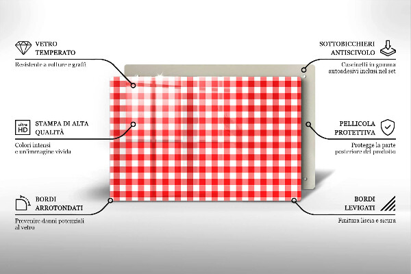 Kitchen worktop saver Red white grille