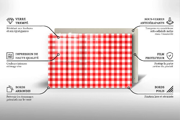 Kitchen worktop saver Red white grille