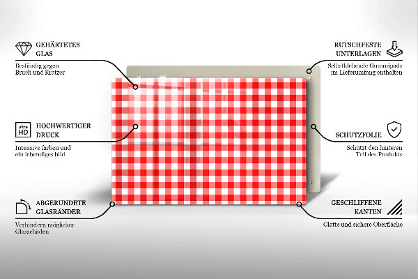 Kitchen worktop saver Red white grille