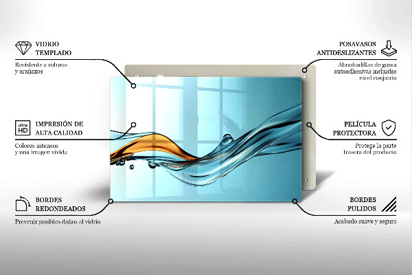 Kitchen worktop saver Water on a blue background