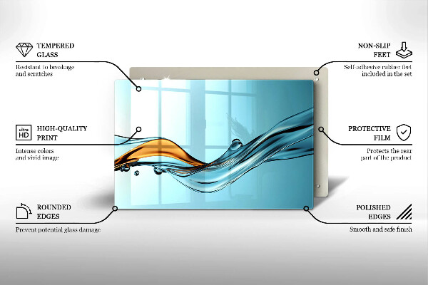 Kitchen worktop saver Water on a blue background