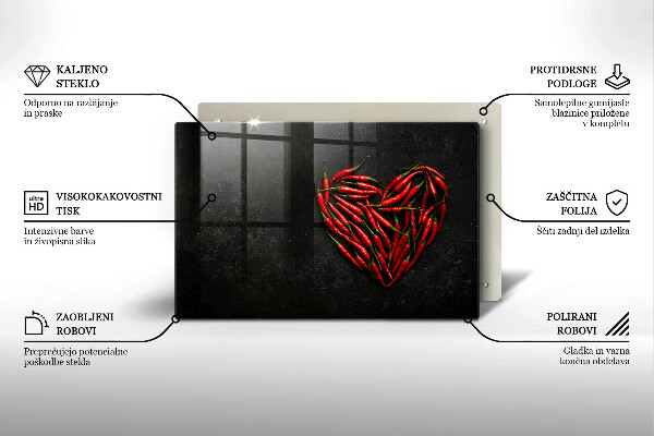Worktop saver Chili peppers heart