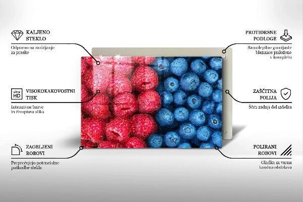 Work surface savers Fruit of raspberry and blueberries