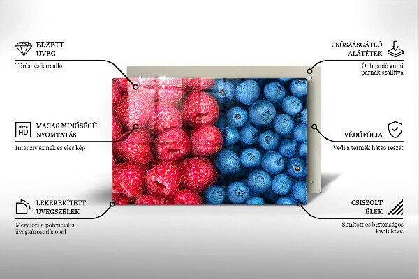 Work surface savers Fruit of raspberry and blueberries