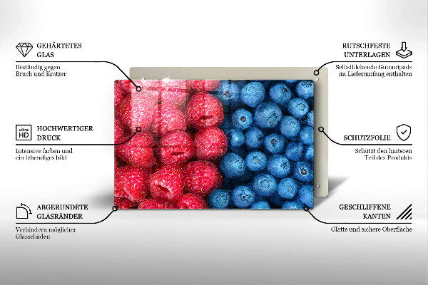 Work surface savers Fruit of raspberry and blueberries