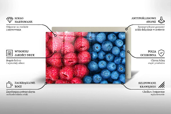 Work surface savers Fruit of raspberry and blueberries