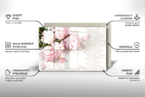 Induction hob protector Delicate roses flowers