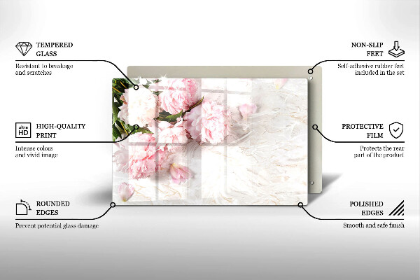 Induction hob protector Delicate roses flowers