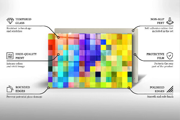 Worktop protector Colorful squares pixels